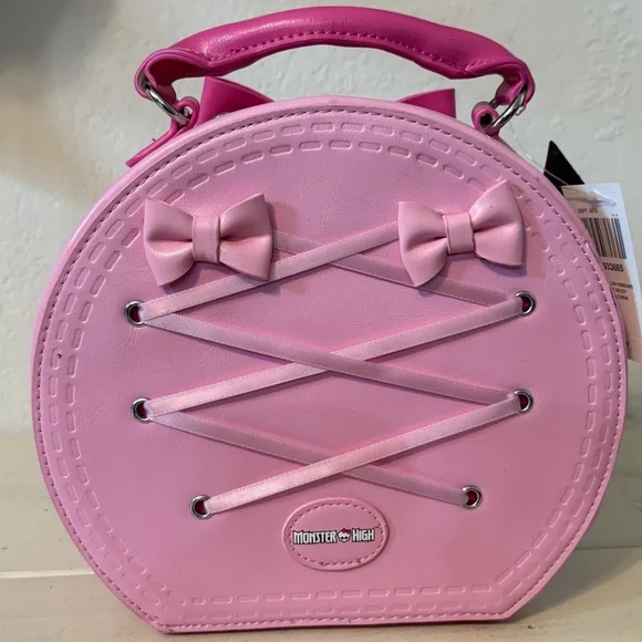 Monster High DRACULAURA Pink Bow Ribbon Crossbody Bag Purse - Picture 2 of 5